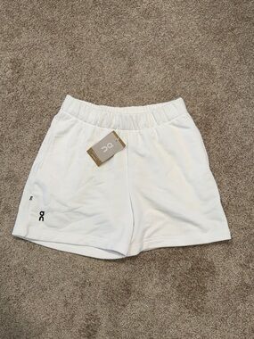 On Running White Athletic Shorts with Black Logo